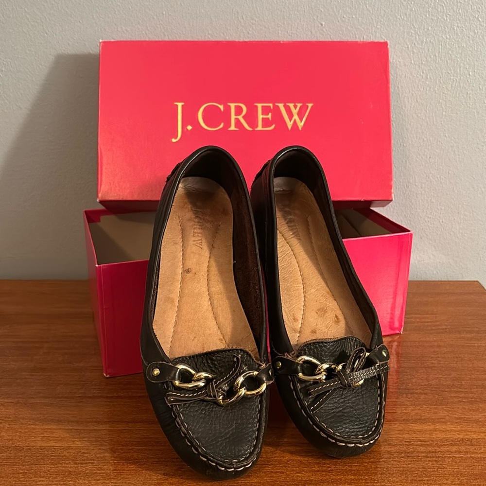 J. Crew size 8 Siena tumbled-leather Driving Mocs in chocolate